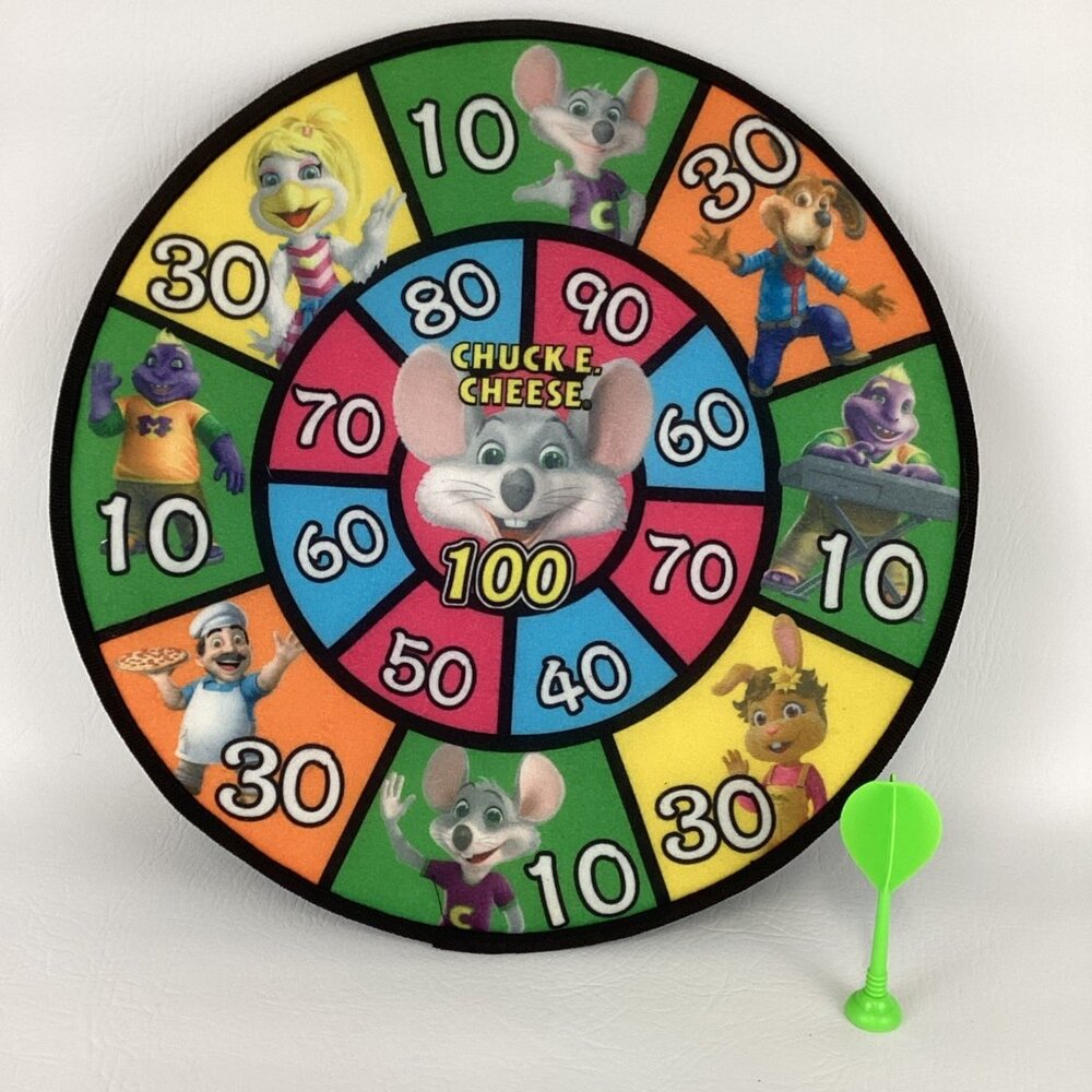 Chuck E Cheese Dartboard Target Game Bullseye Mr. Munch Helen Henny Jasper Jowls